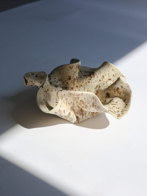 matte beige speckled wave bowl