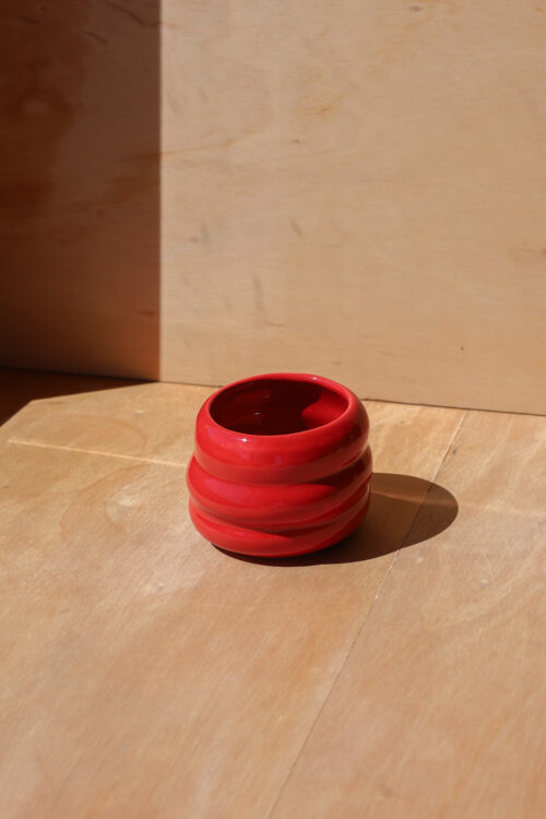 red swirl cappuccino cup
