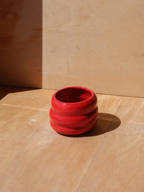 red swirl cappuccino cup