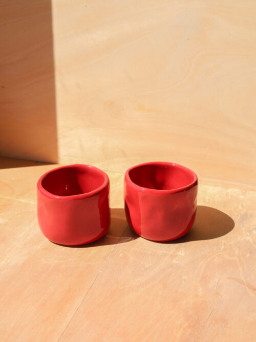 red organic cappuccino cup
