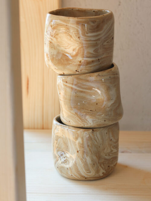 organic beige/brown marble cappuccino cup