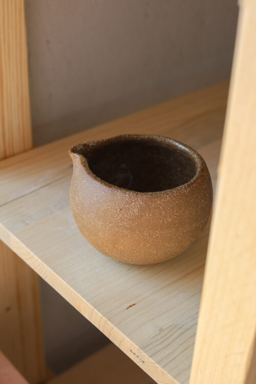textured brown matcha bowl