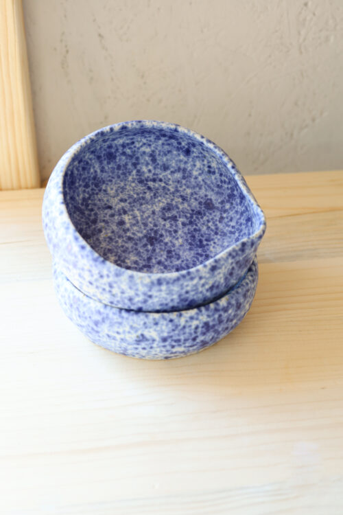 matte blue speckled matcha bowl