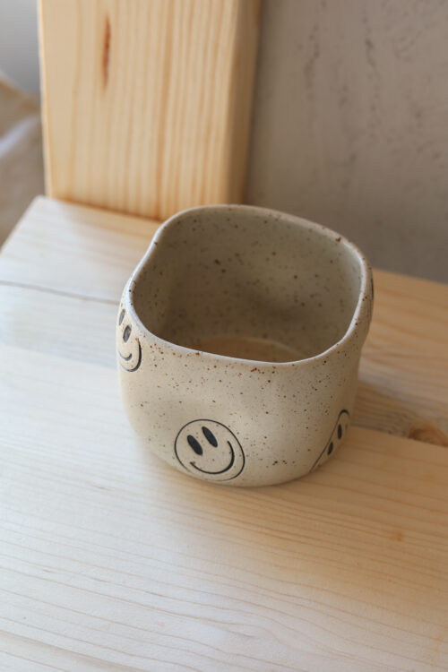 organic speckled smiley cappuccino cup
