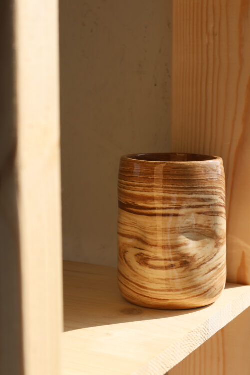 beige brown marble dimple mug