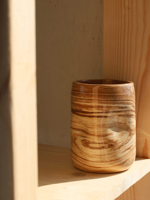 beige brown marble dimple mug