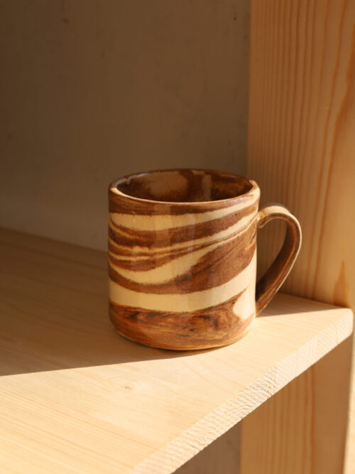 beige brown marble mug