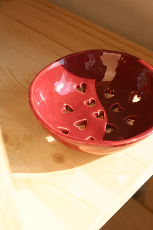 pink heart berry colander
