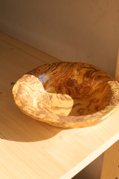 textured yellow brown marble breakfast bowl