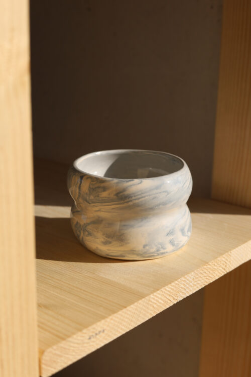 blue white swirl cappuccino cup