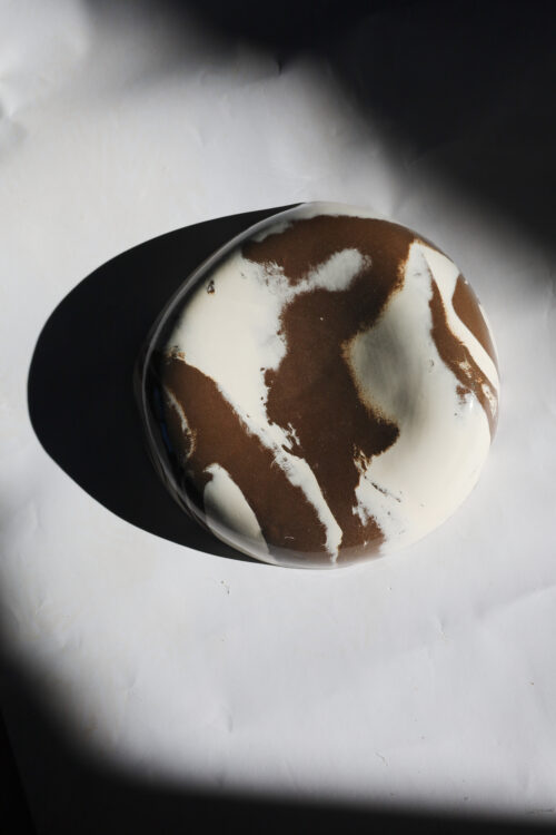 white brown marble sphere