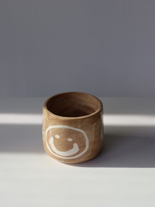 marble smiley faces cappuccino cup