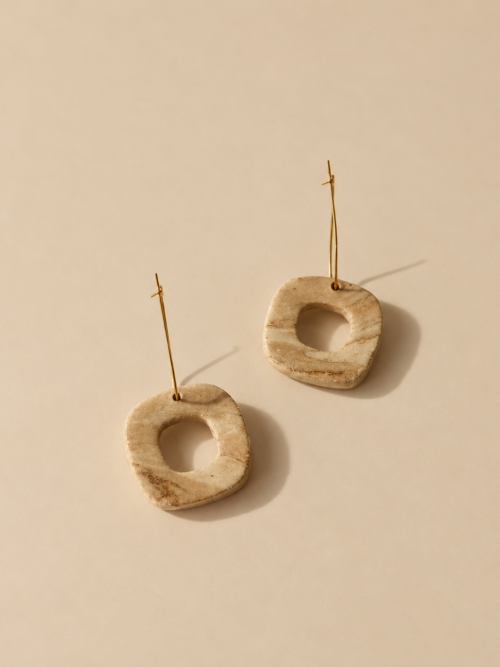 marble ceramic earrings - gold